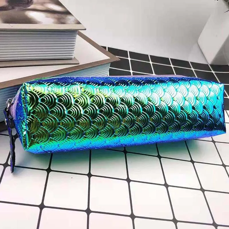 Чешуя Русалки пенал лазерной Блестящий Карандаш сумка Творческий Pencilcase для подарок для девочек Kawaii набор канцелярских принадлежностей