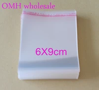 omh wholesale 200pcs 6x9cm opp stickers self adhesive transparent clear pp plastic bags for jewelry gift packaging pj369 2