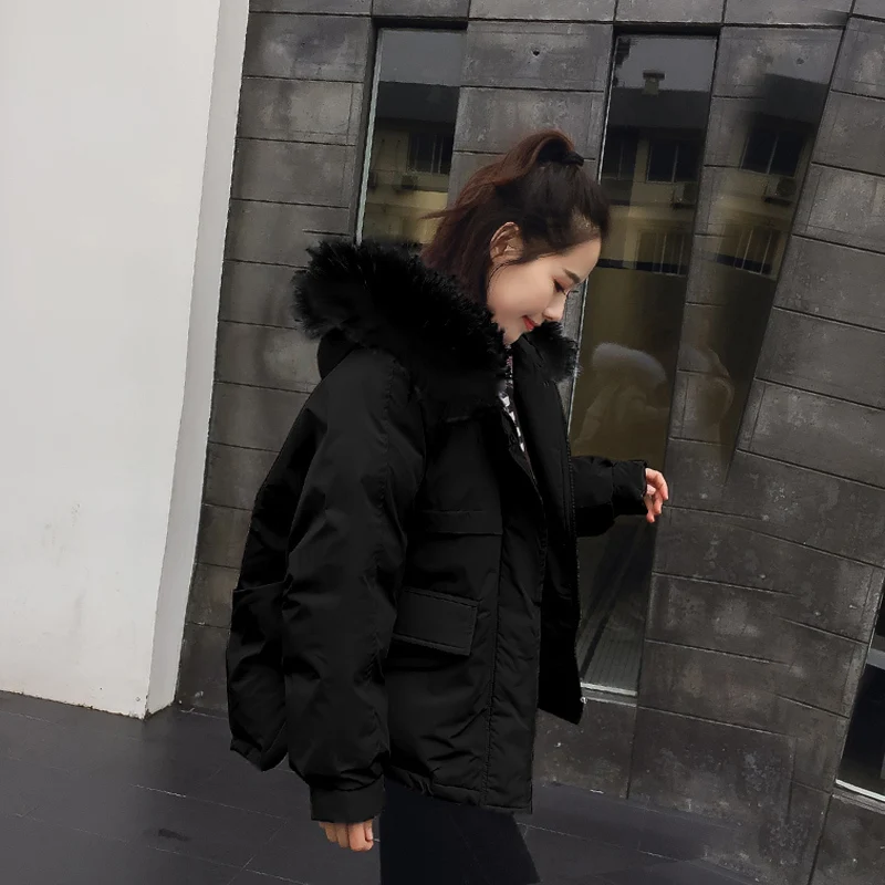 Женская зимняя куртка пальто 2018 хлопковая короткие капюшон тонкий парки