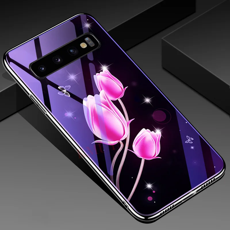 1 Покрытие Стекло чехол для samsung Galaxy A70 A50 A30 A10 M20 S10E S9 S8 S10 Plus Note 9 чехол синий светильник Стекло принципиально Капа - Цвет: 1