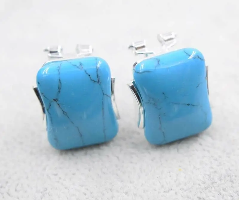 Howlite зеленый квадрат 15*20 мм серьги гвоздики натуральные оптовые