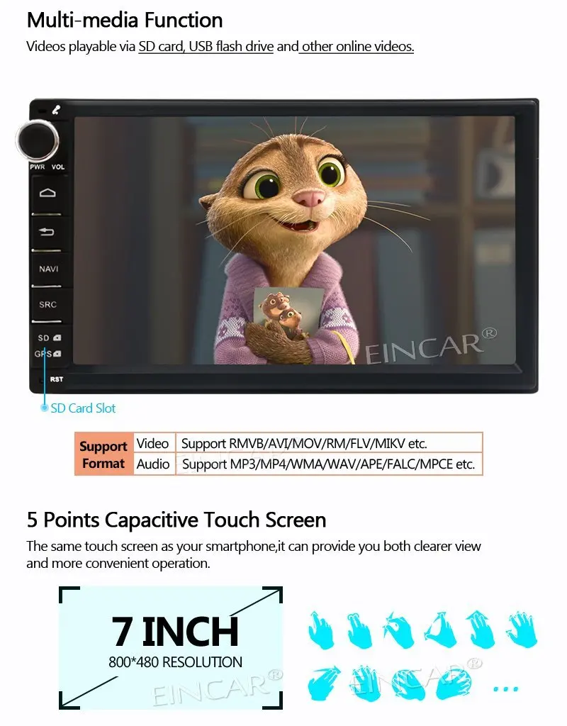 7 ''Двойной Дин видео PC системный блок монитор Android 6.0 no dvd 4 ядра 2din automagnitol