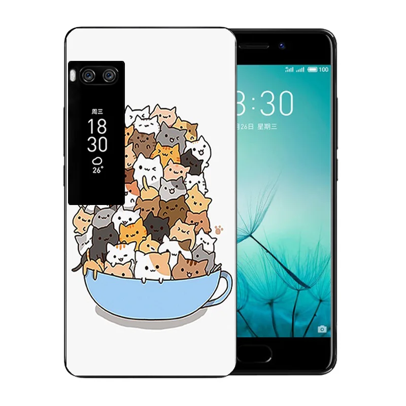 For Meizu pro 7 Phone Case Luck Cat Pattern Soft TPU Funda Luxury Silicone Shell Back Cover Matte Coque |