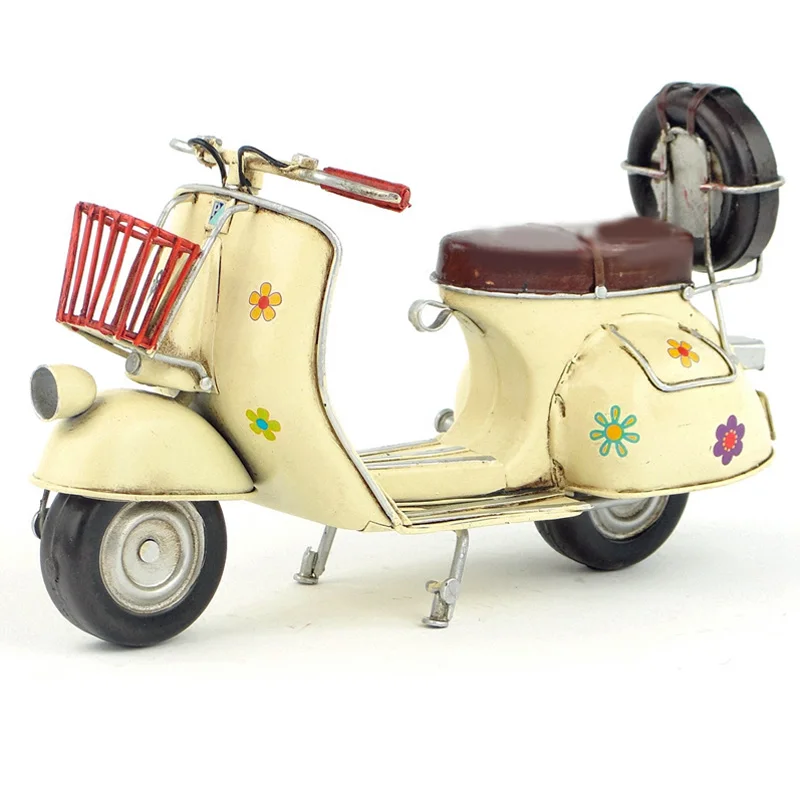 Vespa мини металлический мотоцикл модель ручной работы желтый цвет винтажная