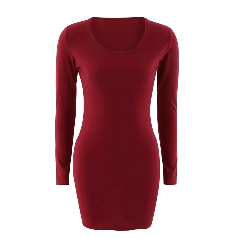 

Oufisun Autumn New Sexy Casual Solid Color Long Sleeve Mini Dress Fashion Slim Bodycon 3 Colors Bandage Women Dresses Vestidos