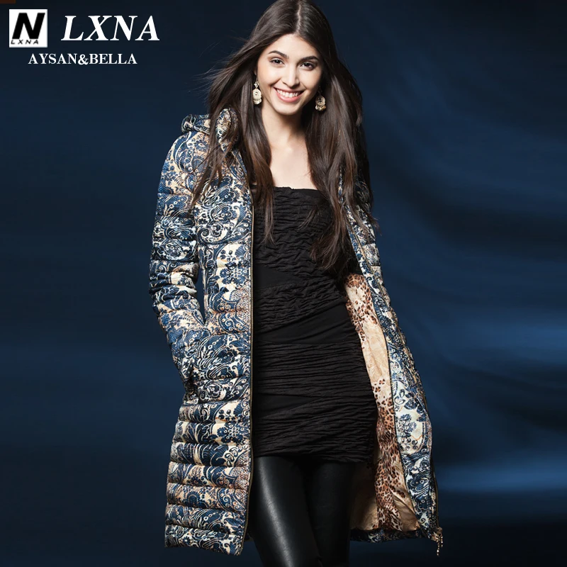 Пуховик женский зимний длинный с цветочным принтом на утином пуху|clothing brand|clothing