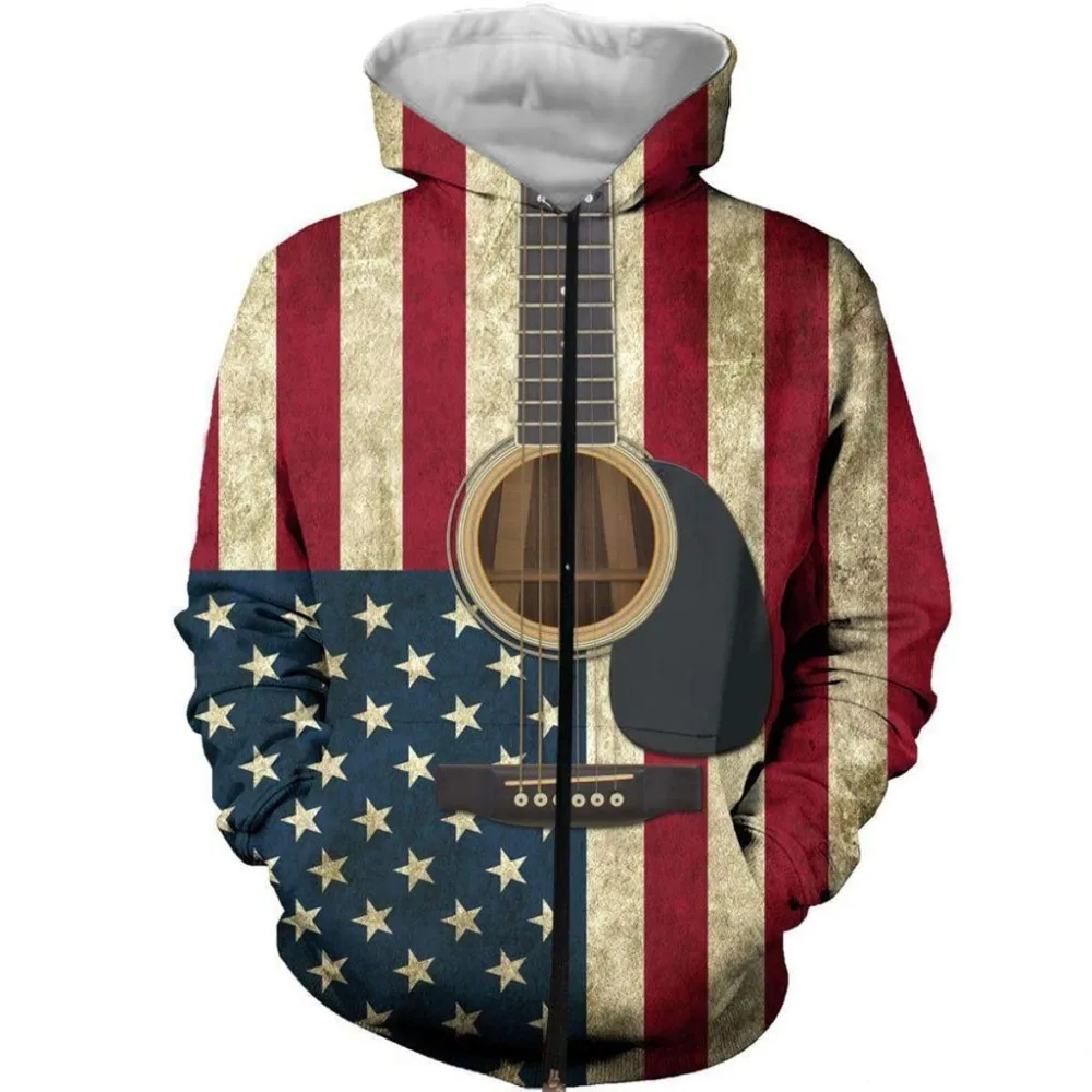 

Rock Style 3D Sweatshirts Men/Women Hooded amercian Guitar Print Pullover Harajuku Casual Streetweaer Thin Loose Hoodies HD006