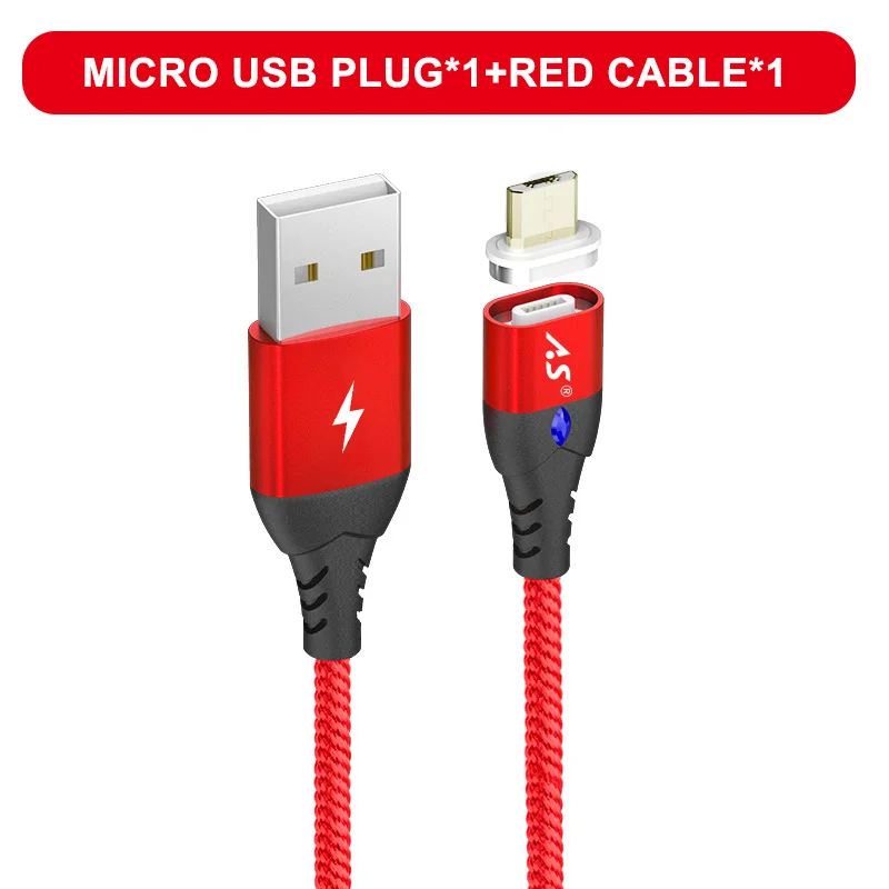Магнитный кабель A.S, микро usb type C, супер быстрая зарядка для телефона, микро usb type-C, магнитное зарядное устройство usb c для iphone, huawei, xiaomi, для передачи данных - Цвет: Red for Micro USB