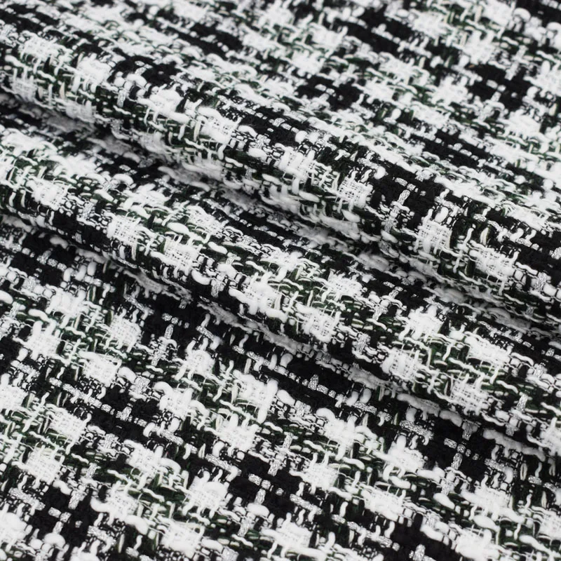 2018 черно белый зеленый Плед Окрашенная Пряжа тканая твидовая ткань для пальто