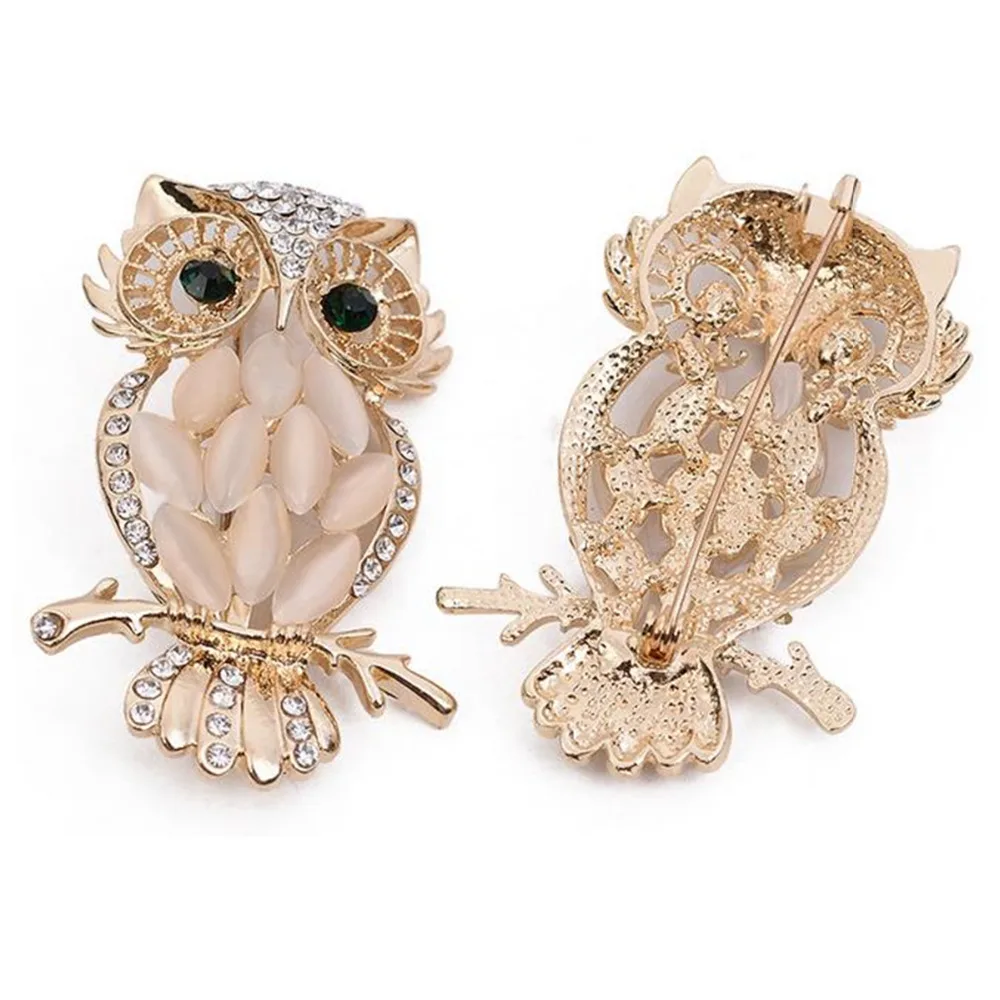 Doreenbeads 1 предмет животных Сова Броши Шпильки для Для мужчин Для женщин высокое качество брошь аксессуар цвет золотистый с Стразы 5.4x3.4 см