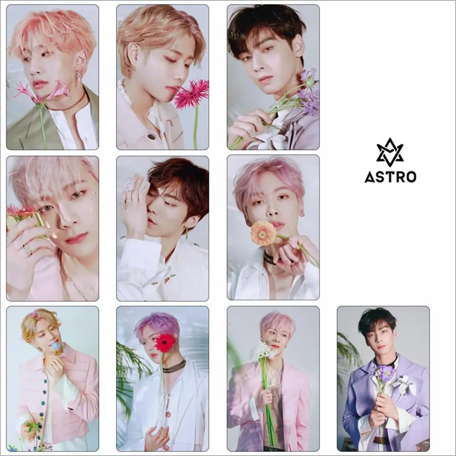 Kpop Astro членов фото stikcy карты 1st альбом все светильник с украшением в виде кристаллов карты Стикеры ча Ын у му бен HD Фотокарта Стикеры 10 шт./компл