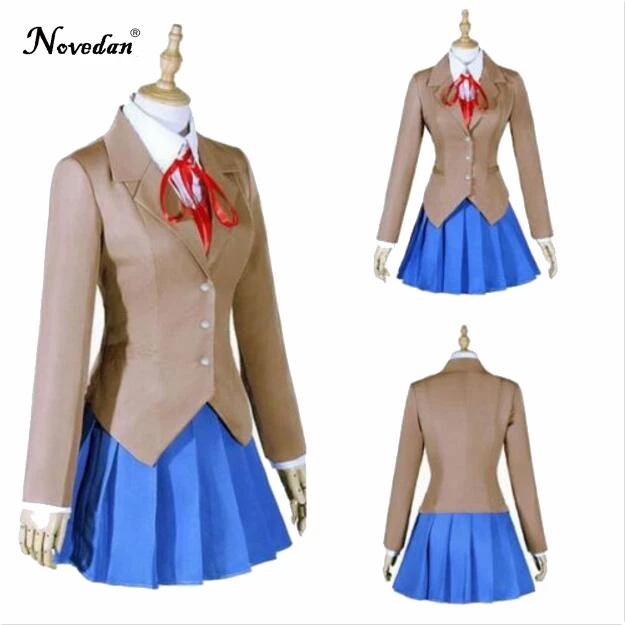 Doki Literature Club Monika Косплей Sayori Yuri Natsuki Костюм Аниме японская школьная форма женский