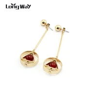 longway round copper triangular beads simple wind personality earrings drop earrings for women wedding earrings ser170076