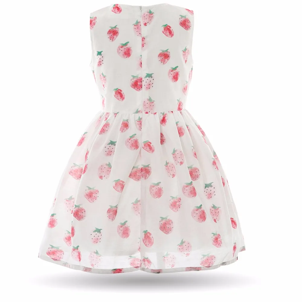 Cielarko Girls Strawberry Dress Casual Pink Kids Fruit Dresses Fancy Princess Children Party Frocks Baby Beach Clothing for Girl | Детская