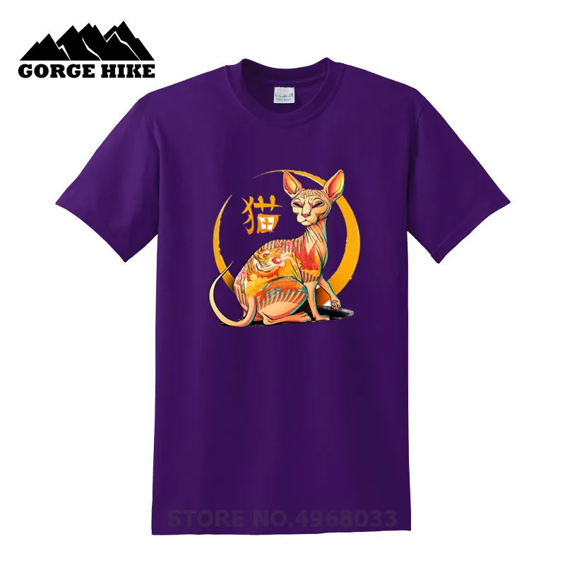 Personalized Yakuza Cat kitten kitty animals Japanese Kanji Cute T-shirt Funny Meow T shiet Original Design tshirt | Мужская одежда