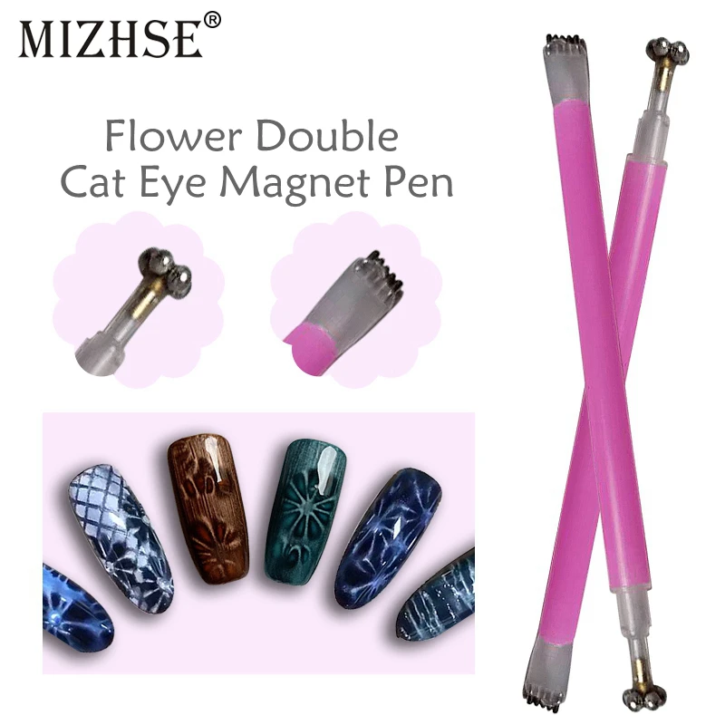 

MIZHSE 1pc Double Head Nail Art Cat Eye Gel Polish Magnetic Flower Tip For All 3D Magic Cat Eyes Magnet Gel Nail Polish Manicure