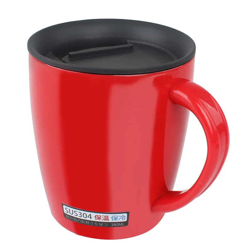Нержавеющая сталь двойная чашка с крышкой кружка анти-обжигание кофе изоляция