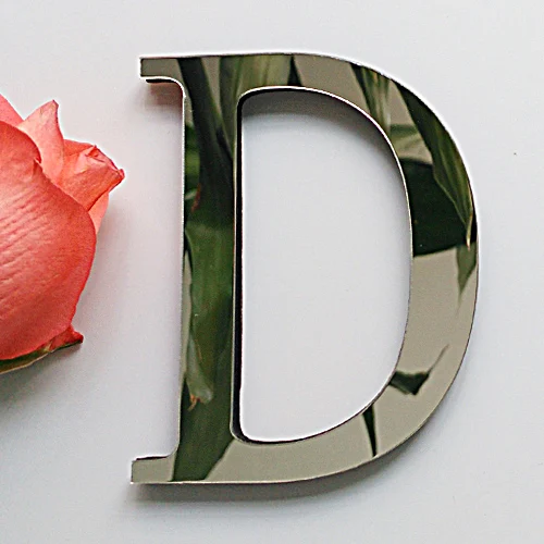 D Новые акриловые зеркальные 3D DIY наклейки на стену, английские буквы украшение для дома, креативная индивидуальность - Цвет: D
