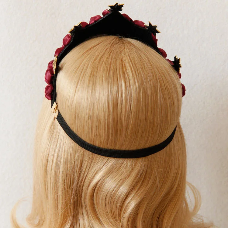 Новинка Женская повязка на голову красная роза цветок гексаграмма звезда корона