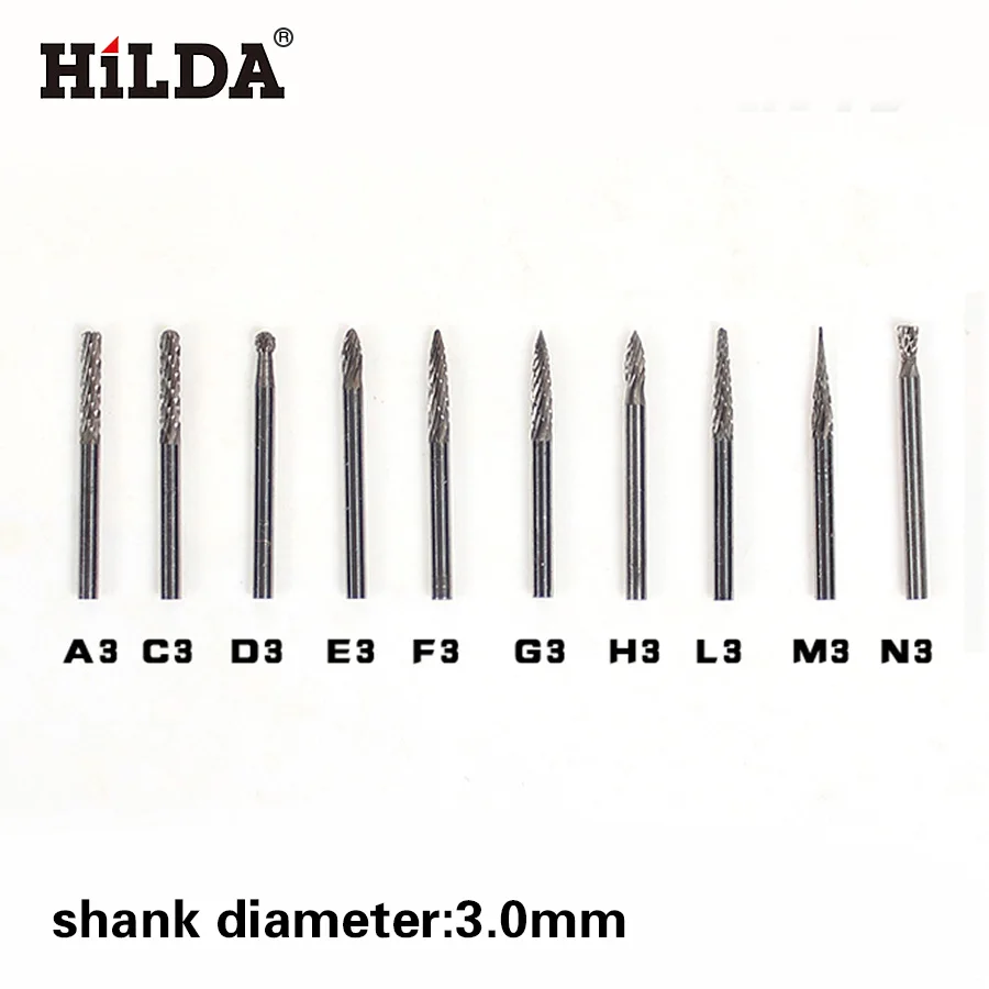 HILDA 3 мм (1/8 &quot) карбид вольфрама заусенцы роторные режущие файлы набор CNC