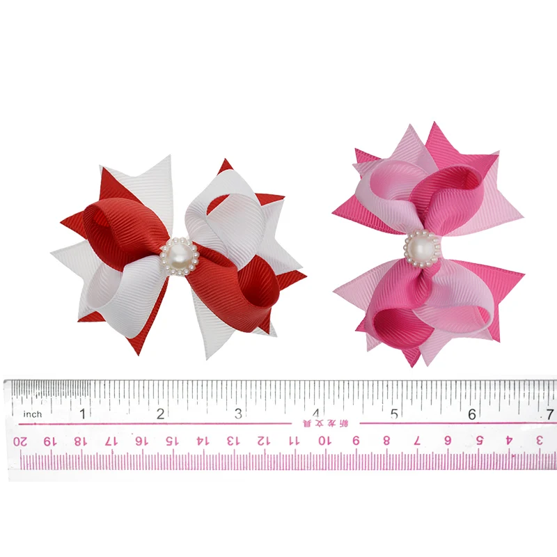 20 PCS 3&quot Grosgrain Ribbon Girls Rhinestone Hair Bows Clips 10 Colors Pin Wholesale Children Cheap Accessories | Детская одежда и