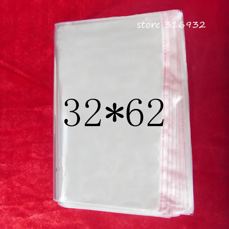 Большой прозрачный из целлофана с застежкой/БОПП/поли мешки 32*62 см мешок Opp
