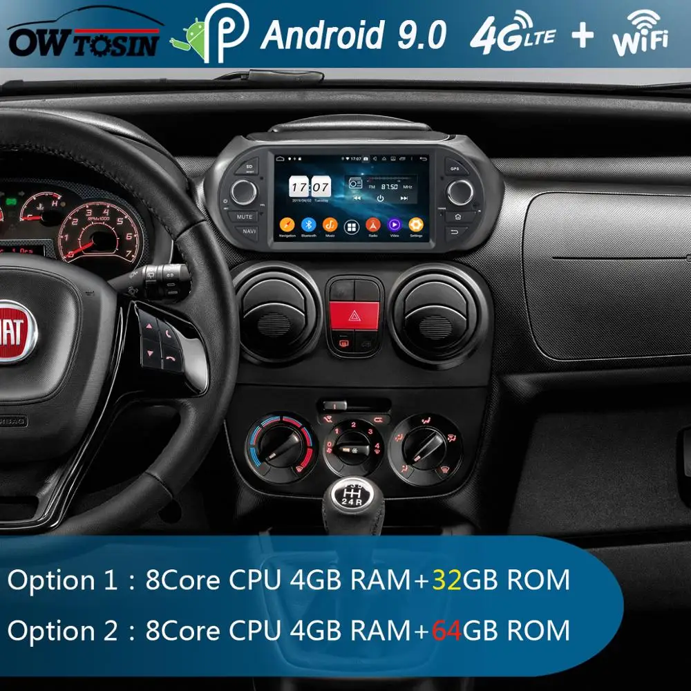 " ips 8 Core 4G ram 64G rom Android 9,0 автомобильный dvd-радио GPS для Fiat Fiorino Qubo Citroen Nemo peugeot Bipper 2008- DSP CarPlay