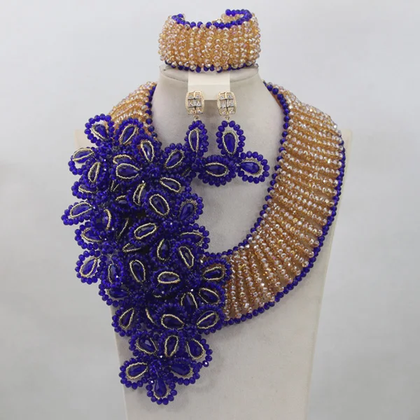 Уникальный дизайн Королевский синий цветок хрустальные бусины ручной работы