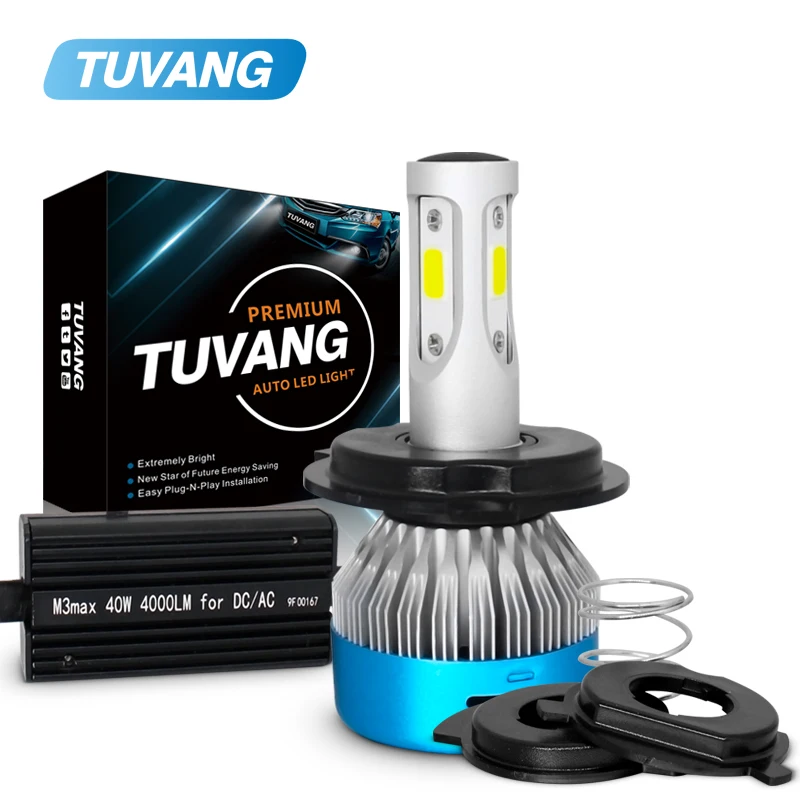 H4 мотоциклетные фары COB светодиодные лампы 40 Вт 4000лм Hi Lo 6000 К белые фары для вождения мотоцикл мото велосипед фары лампы AC DC 12V 24V