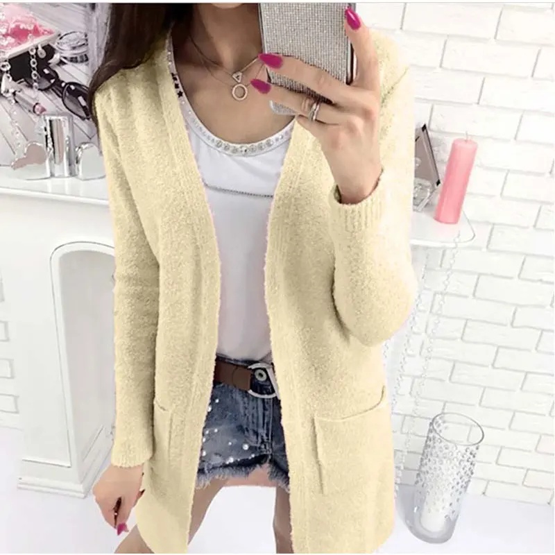 2018 Autumn Winter Thicken Knitted Sweater Long Sleeve Cadigan Women Loose Soft Cardigan Warm Womens Female Pull Femme |