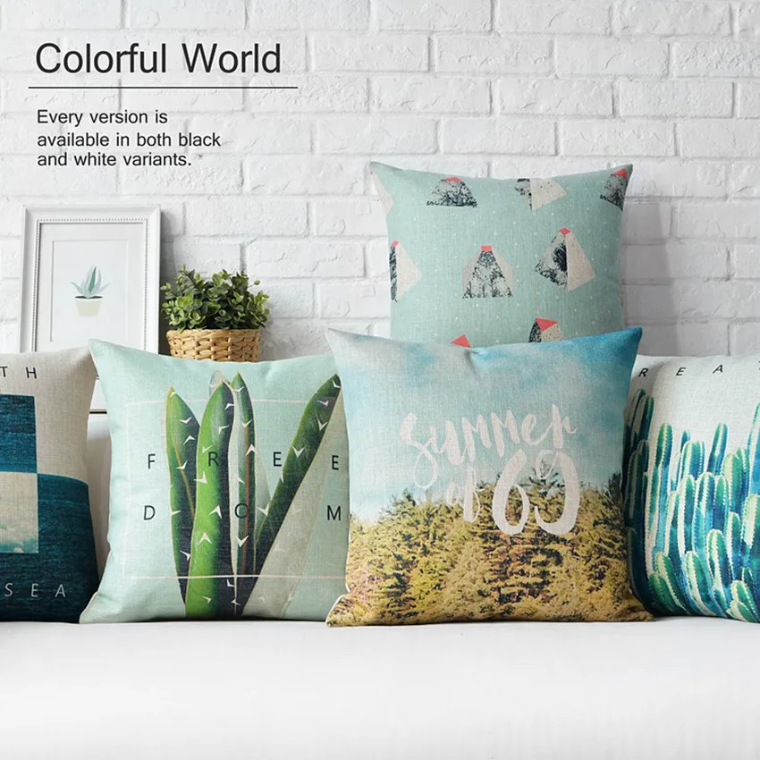 Скандинавский оазис морские подушки с зелеными растениями толстая льняная