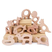 tyry hu 50pcs beech wooden teether baby teething toys nature wood animal teether baby diy pacifier chain pendant accessories