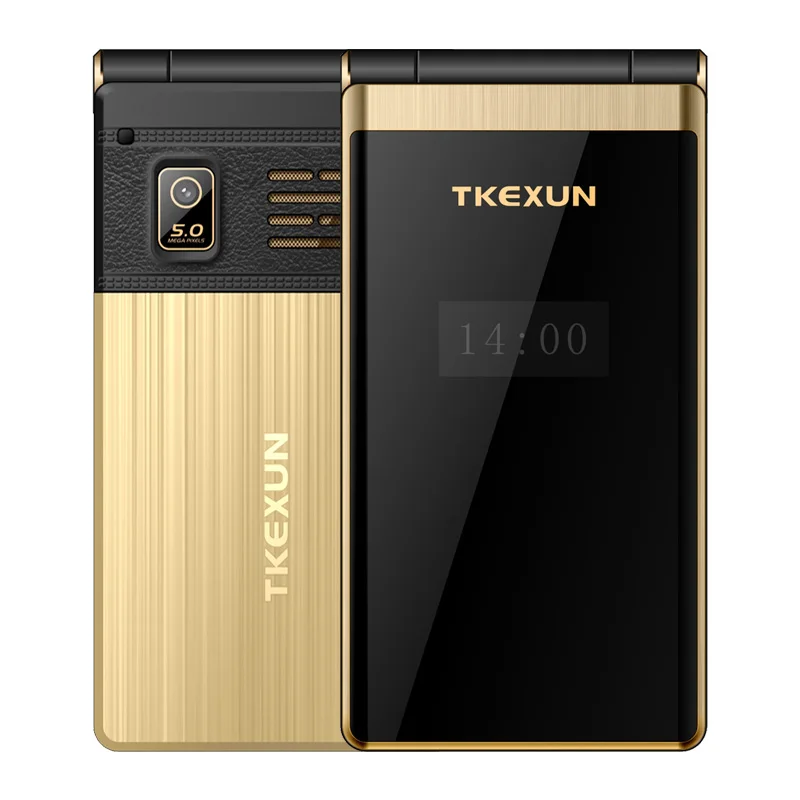 Gold TKEXUN M2 PLUS 3,0 ''большой ключ шрифт сенсорный экран 3g WCDMA флип-телефон мобильный телефон один ключ циферблат старый человек Celulares PK G10 FM - Цвет: Gold
