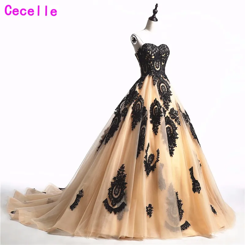 Винтажные Готические свадебные платья 2019 черное цвета шампанского милое