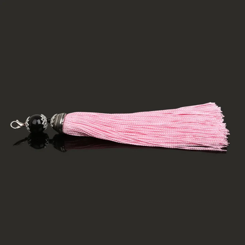 Pink 1 шт./длинные кисточки/Серебряный Лобстер/Шелковый Шарик Кисточкой/14 см/DIY/декоративные подвески/брелоки и сумки, одежда и ремесла украшения - Цвет: Pink