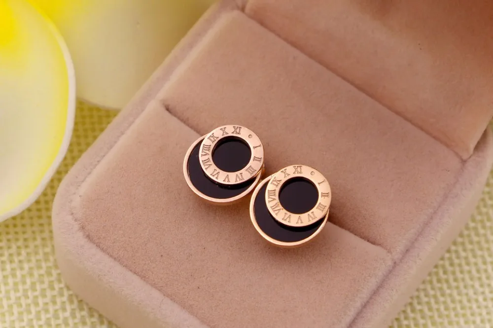 Женские серьги гвоздики из нержавеющей стали с римскими цифрами|earrings women|brand