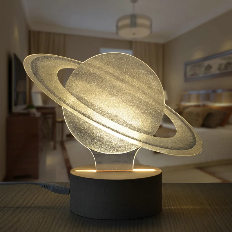 Ночник Saturn Design DC5v для детской спальни 3D иллюзия креативное Рождественское