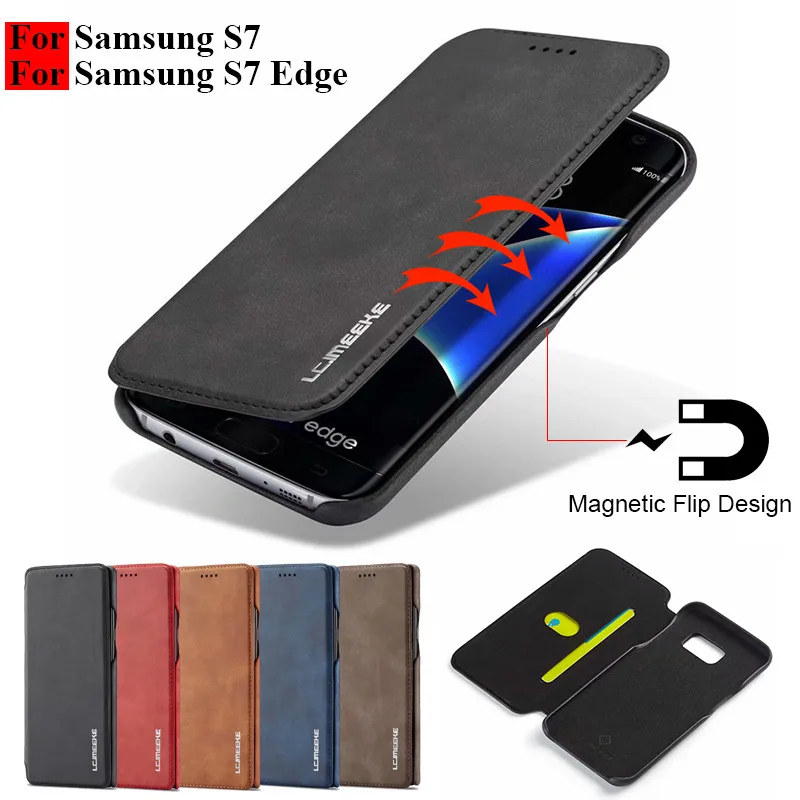 S7 Edge чехол для samsung S7 чехол флип чехол для телефона Магнитный на samsung Galaxy S7 Edge Чехол кожаный винтажный кошелек чехол слот для карт
