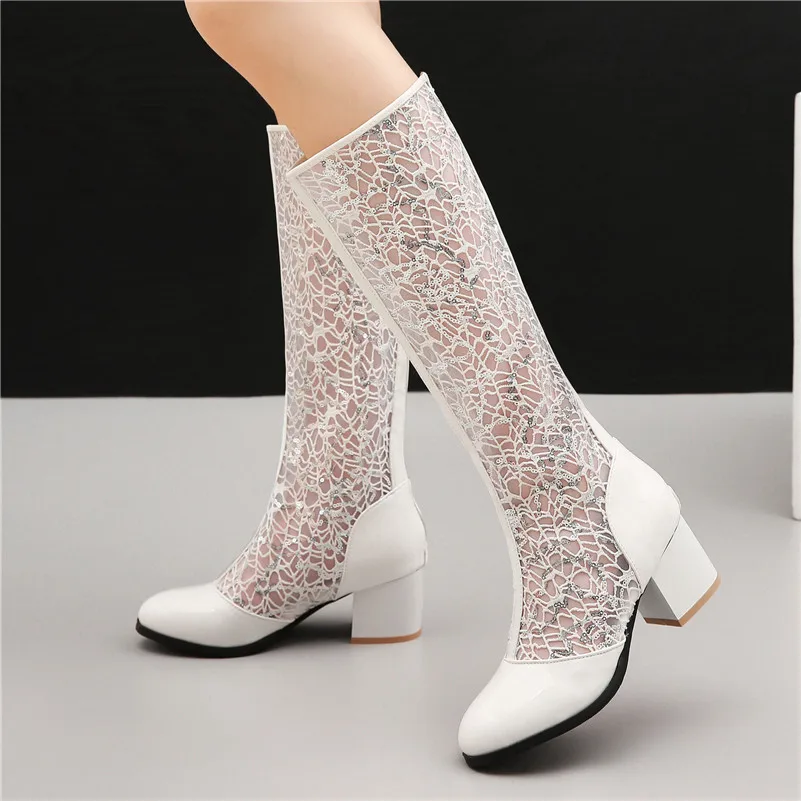 Женские ботинки до середины икры FEDONAS однотонные из дышащей сетки с задней