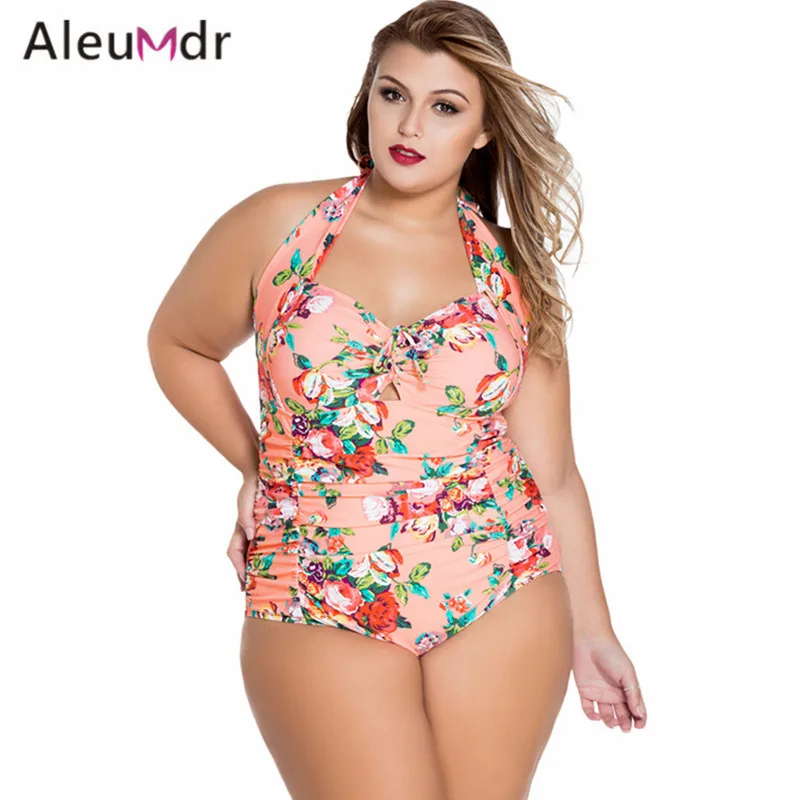 Женский слитный купальник бикини Aleumdr с цветочным принтом на шнуровке пляжная