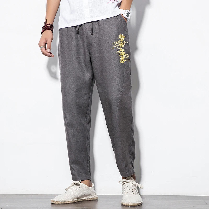 2018 nueva moda de verano seccion delgada hombres Lino Pantalones macho gran tamano Повседневный sueltan la cintura