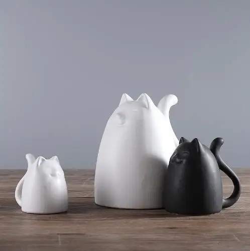 lucky cat handicraft ornament cartoon ceramic home decor crafts room decoration porcelain animal figurine | Дом и сад