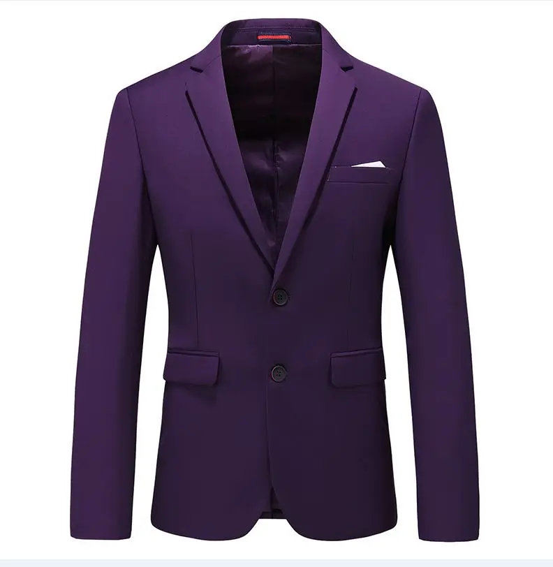 MOGU Мужская одежда Slim Fit Smart Повседневное хлопковые Модные Пиджаки Твердые Цвет плюс Размеры 6XL для Для мужчин топы - Цвет: Фиолетовый