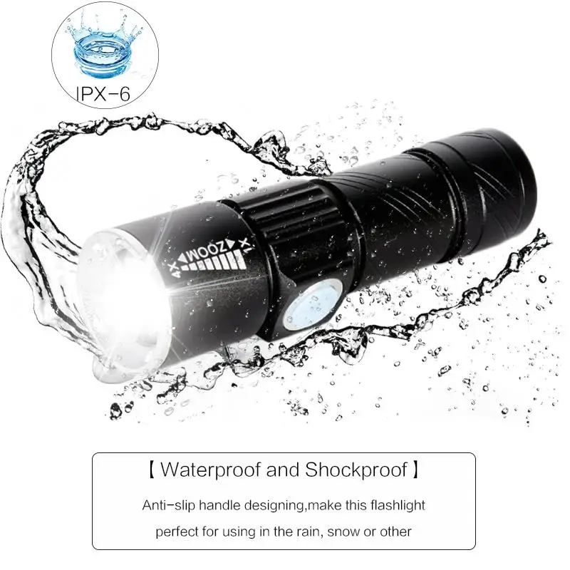 Фонарик светодиодный портативный с зарядкой от USB 2000 лм|Фонарики и осветительные