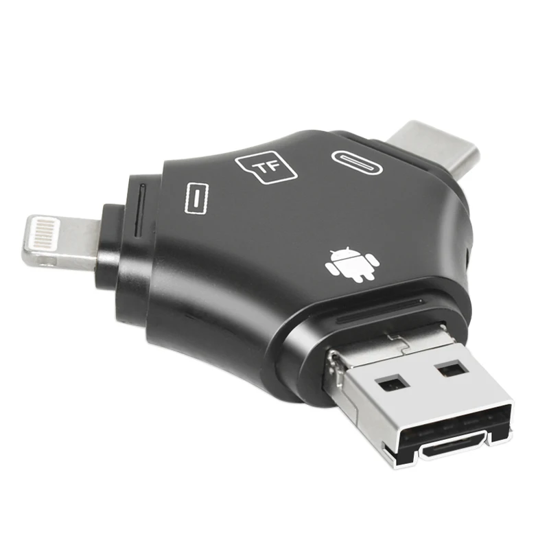 Кардридер Deepfox 4 в 1 Type c/Lightning/Micro USB/USB 2 0 устройство для чтения карт Micro SD OTG Android