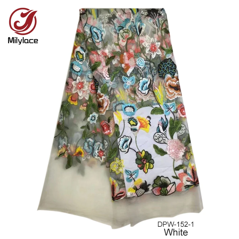 New coming african lace fabric multi color design embroidery tulle wholesale nigerian for party DPW-152 | Дом и сад