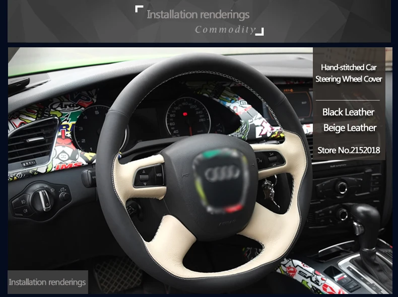 Блестящий пшеничный Черный Бежевый кожаный чехол на руль для Audi Old A4 B7 B8 A6 C6 2004-2011 Q5 2008-2012 Q7 2005-2011
