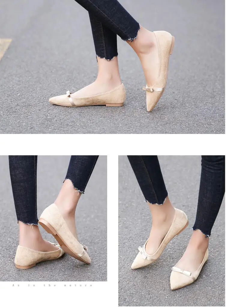 Большие Size34-43; сезон весна-осень; Новинка; милая модная женская обувь; удобные туфли на плоской подошве с бантом-бабочкой; женская обувь с острым носком; C437