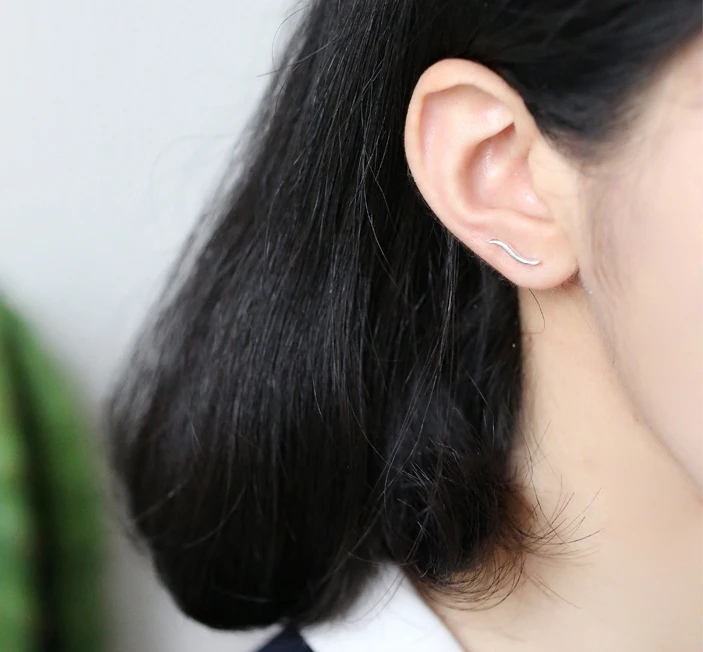 925 пробы серебряные волнистые серьги гвоздики A1318|crawler earrings|925 sterlingearrings earring |