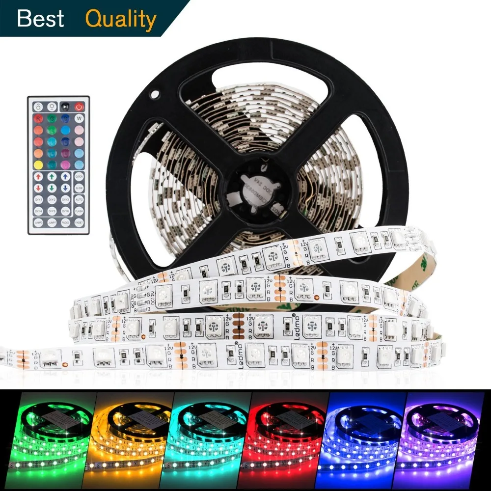 Горячая 12 В 5 м гибкая 300 шт 5050 SMD RGB Светодиодная лента свет/44 ключ пульт